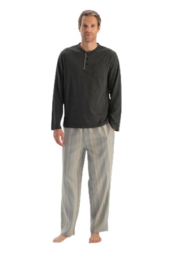 Dagi Men's Anthracite Melange Striped Trousers Pajama Set, 2XL von Dagi