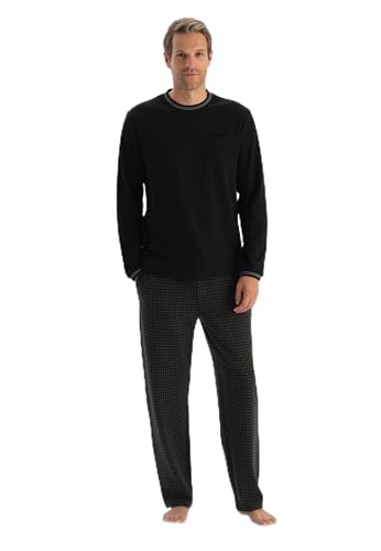 Dagi Men's Black Crew Neck Long Sleeve Six Patterned Pajama Set, M von Dagi