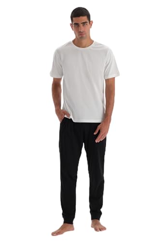 Dagi Men's Black Regular Waist Jogger Knitted Single Bottom, Black,S von Dagi