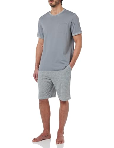 Dagi Men's Grey Crew-Neck Jacquard Shorts Pajamas Suit, Grey,M von Dagi