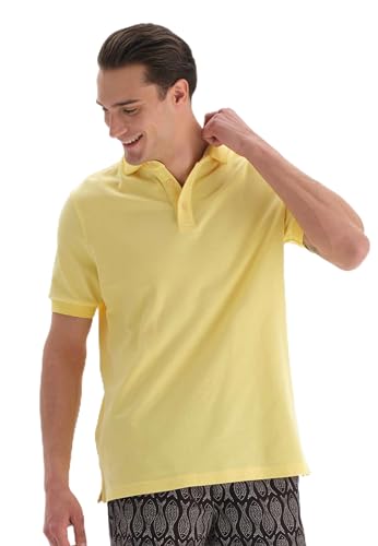 Dagi Men's Light Yellow Knitted Short Sleeve Neck T Polo Shirt, L von Dagi