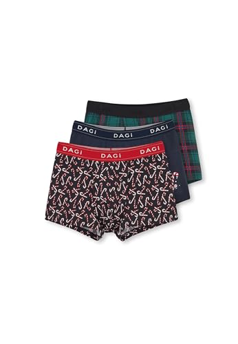 Dagi Men's Navy 3 Pack Slim Fit Regular Waist Boxer, Navy,S von Dagi