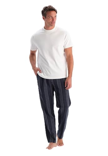 Dagi Men's Navy Fashion Woven Regular Waist Viscose Long Leg Trousers Pyjama Bottom, XXL von Dagi