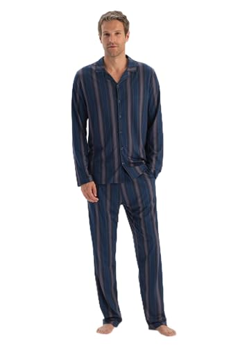 Dagi Men's Navy Striped Shirt and Trousers Pajama Set, XL von Dagi