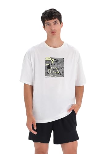 Dagi Men's Off White Short Sleeve Crew Neck Striped Regular T-Shirt, Off White,S von Dagi