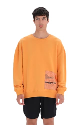 Dagi Men's Orange Long Sleeve Crew Neck Oversize Sweatshirt, Orange,XL von Dagi