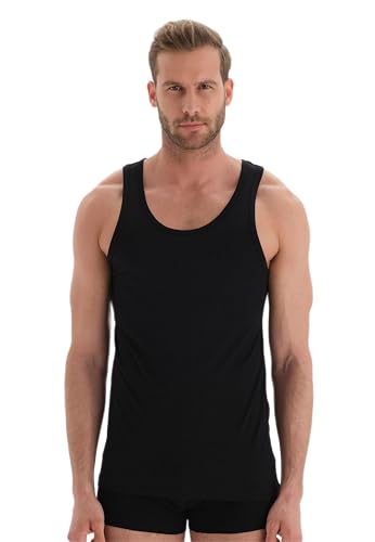 Dagi Men's Sleeveless, U-Neck, Regular Tanktop Vest, Black, L von Dagi