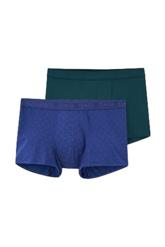 Dagi Men's Terracotta-Navy 2-Pack Patterned Micro Modal Boxer, L von Dagi