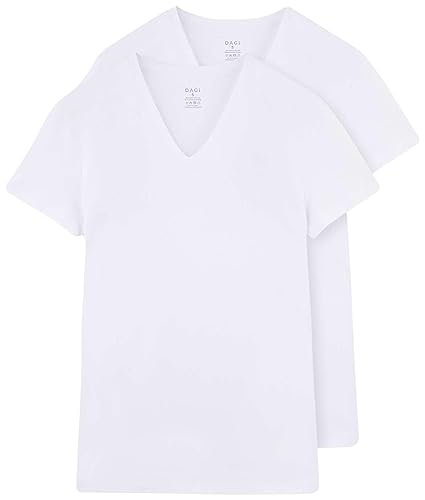 Dagi Men's White 2 Pack Regular V-Neck Short Sleeve T-Shirt, White,XXL von Dagi