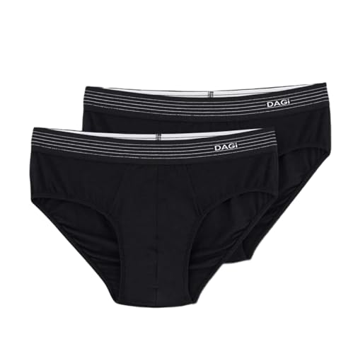 Dagi Slip Herren 2er Pack, Stretch Bequeme Unterhosen Männer Slip, Atmungsaktive Unterwäsche Herren, Weiche Gummiband Underwear Men Multipack, Modal Elasthan, Schwarz, S-2XL | S - Schwarz von Dagi