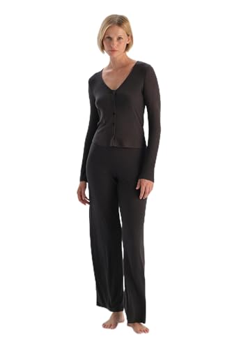 Dagi Women's Anthracite U-Neck Buttoned Pajama Set, M von Dagi