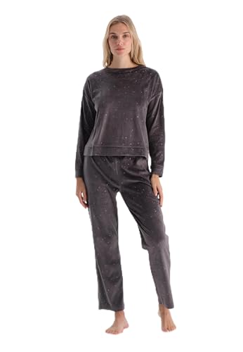 Dagi Women's Black Bright Star Printed Long Sleeve Velvet Pajama Set, L Dagi Women's Black Bright Star Printed Long Sleeve Velvet Pajama Set, L von Dagi