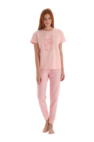 Dagi Women's Cotton Pyjama, Salmon, S Pajama Set, S von Dagi