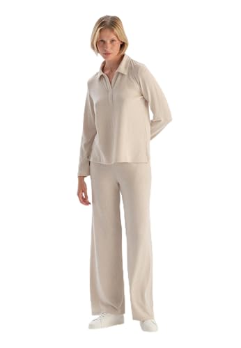 Dagi Women's Ecru High Waist Wide Leg Basic Pants, M von Dagi