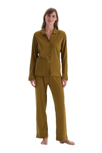 Dagi Women's Green Basic Shirt Pants Pajamas Suit, Green,M von Dagi