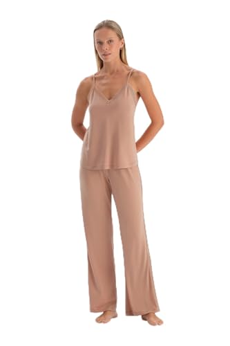 Dagi Women's Light Brown Fashion Knitted Regular Waist Modal Long Leg Trousers Tracksuit Bottoms, M von Dagi