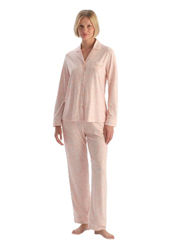 Dagi Women's Light Salmon Leopard Print Shirt and Trousers Pajama Set, M von Dagi
