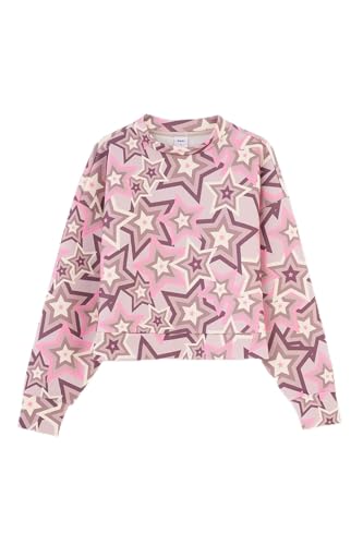 Dagi Women's Multicolor Long Sleeve Standing Collar Star Regular Sweatshirt, Multicolor,L von Dagi