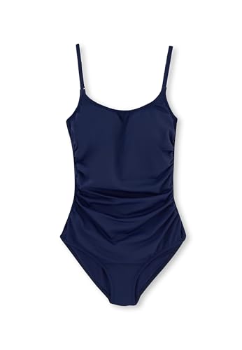 Dagi Women's Navy Knitted Non-Wired High Waist Full-Cup Fixed Strap Minimizer One Piece Swimsuit, 46 von Dagi