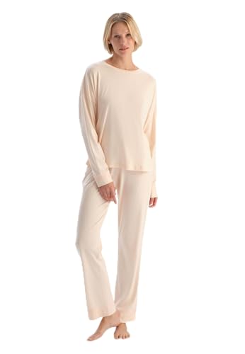 Dagi Women's Powder Boat Neck Lace Detailed Combed Modal Pajama Set, M von Dagi