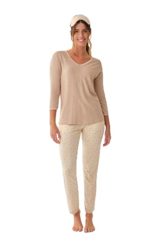 Dagi Women's Three-Quarter Sleeve, V-Neck, Regular T-Shirt, Pink, 42 von Dagi