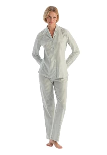 Dagi Women's Turquoise Striped Embroidery Detailed Shirt Trousers Pajama Set, L von Dagi