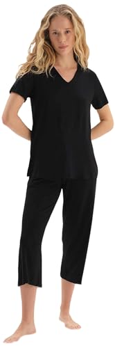 Dagi Women's Viscone Pyjama, Black, XL Pajama Set von Dagi