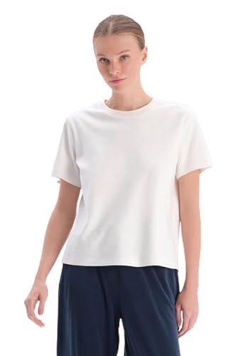 Dagi Women's White Knitted Regular Interlock Short Sleeve Crew Neck T-Shirt, Large von Dagi