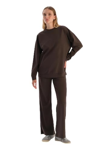 Women's Dark Brown Modal Trousers with Hidden Zipper, L von Dagi