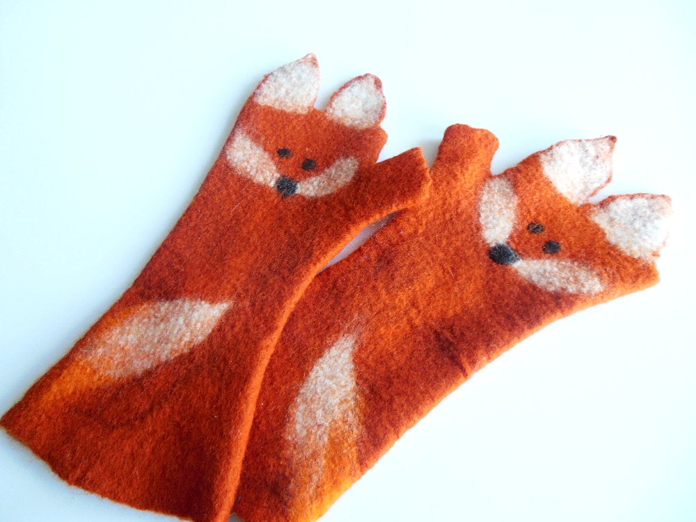 Gefilzte Lange Handschuhe, Fuchs Handschuhe, Gefilzt, Gefilzte Handschuhe, Gefilzte Handschuhe Gefilzte Lange Handschuhe, Fuchs Handschuhe, Gefilzt, Gefilzte Handschuhe, Gefilzte Handschuhe von Dagneart
