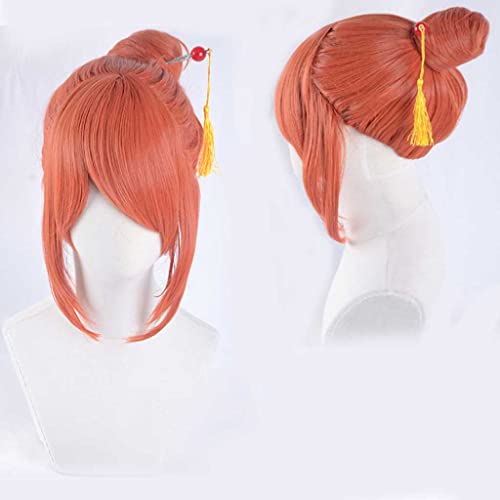 Cosplay Perücke,Gintama Kagura Cosplay Perücke,Short Orange Perücke,Mit Kostenloser Perückenkappe,Halloween Kostüm Perücke,für Party Karneval Weihnachten(Color:Style 1) von Dagua