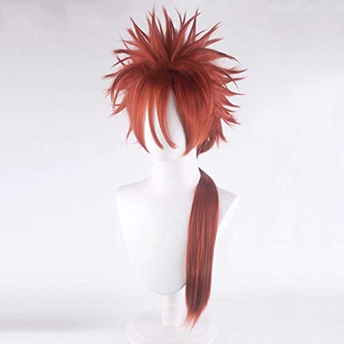 Dagua Cosplay Perücke,Final Fantasy VII Reno Cosplay Perücke,Long Maroon Perücke,Mit Kostenloser Perückenkappe,Halloween Kostüm Perücke,für Party Karneval Weihnachten von Dagua