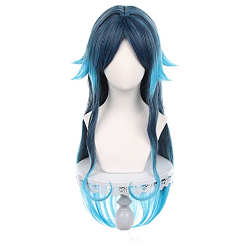 Dagua Cosplay Perücke,Genshin Impact Bonanus Cosplay Perücke,Blue Gradient Long Perücke,Mit Kostenloser Perückenkappe,Halloween Kostüm Perücke,für Party Karneval Weihnachten von Dagua