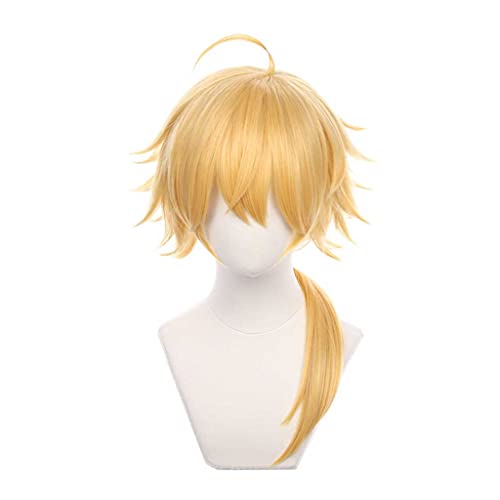 Dagua Cosplay Perücke,Genshin Impact Thoma Cosplay Perücke,Long Yellow Perücke,Mit Kostenloser Perückenkappe,Halloween Kostüm Perücke,für Party Karneval Weihnachten von Dagua