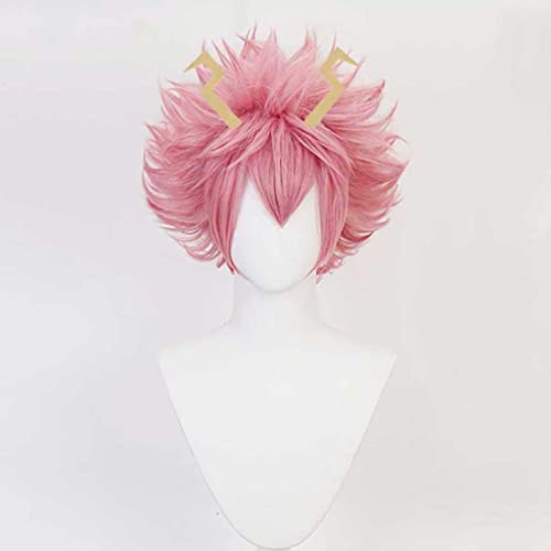 Dagua Cosplay Perücke,My Hero Academia Ashido Mina Cosplay Perücke,Short Pink Perücke,Mit Kostenloser Perückenkappe,Halloween Kostüm Perücke,für Party Karneval Weihnachten von Dagua