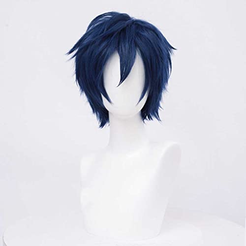 Dagua Cosplay Perücke,Shugo Chara! Tsukiyomi Ikuto Cosplay Perücke,Short Blue Perücke,Mit Kostenloser Perückenkappe,Halloween Kostüm Perücke,für Party Karneval Weihnachten von Dagua