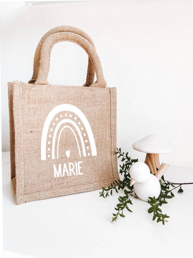Jutetasche Mini "Regenbogen Mit Oder Ohne Personalisierung" Geschenkverpackung | Nikolausgeschenk Weihnachtsgeschenk Osternest von DaheimShop