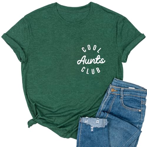 Daihuiya Cool Aunts Club Shirts Damen Cute Auntie Graphic Tees New Aunt Gift, Grün , Mittel von Dahuiya