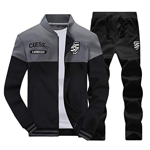 DAIHAN Herren Trainingsanzug Jogginganzug Sportanzug Streetwear Fitness Sporthose Und Sweatjacke Fitness Jogginghose Fußball Jacke Trainingsjacke Grau 3XL von DAIHAN