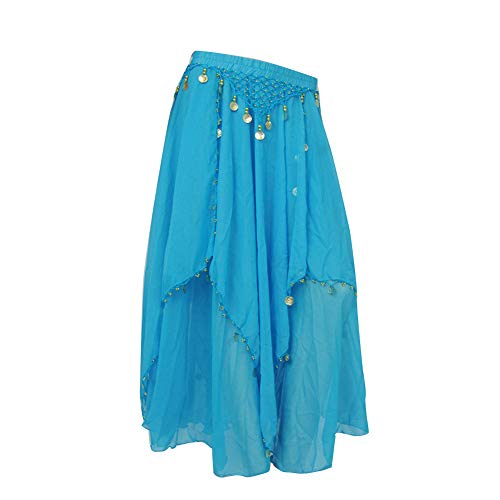 Damen Bauchtanz Rock Tanzrock Pailletten Mit Gummiband Orientalische Plissee Boho Tanzbekleidung Blau 2 Eine Größe von DAIHAN