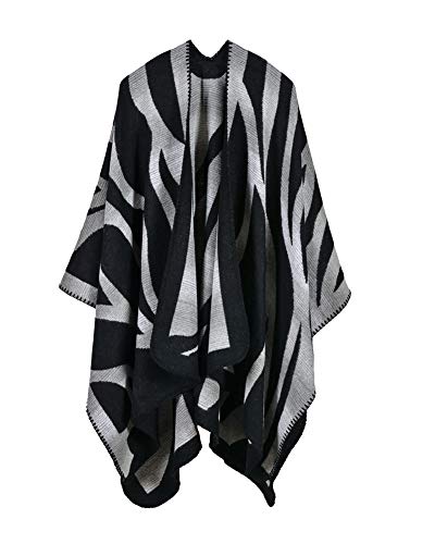 Damen Verdickter Nepal Stil Decke Schal wickeln Poncho Cape gemütliche Faux Cashmere oversized Tartan Schals ，Verdickter Warm bleiben Cape Schal D Stil von DAIHAN