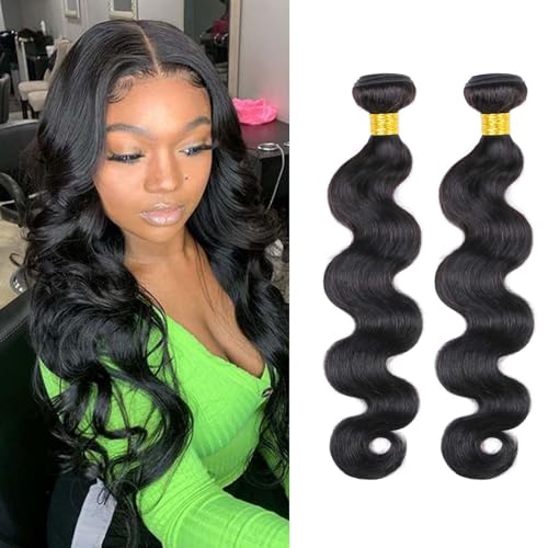 DaiMer 12A Brazilian Body Wave Human Hair 2 Bundles 24 26 Inch 100% Unprocessed Brazilian Virgin Human Hair Weave Bundles Body Wave Human Hair Extensions Natural Color for Black Women von DaiMer