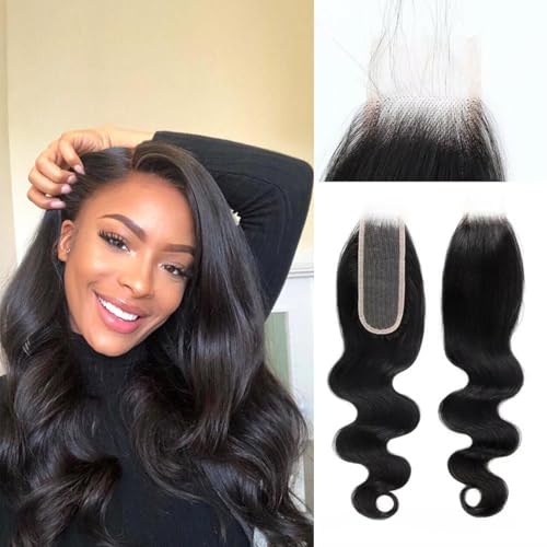 DaiMer 2x6 Lace Closure Body Wave Transparent Lace Closure 100% Brazilian Virgin Human Hair Extensions for Black Women with Pre Plucked Baby Hair Free Part Natural Color 12 Inch von DaiMer