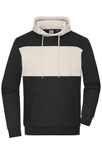 Daiber Sweat-Hoody Colour-Block Unisex - Stilvoller Unisex Hoody mit Kontrasteinsatz | Farbe: Black/Sandstone | Grösse: XL von Daiber