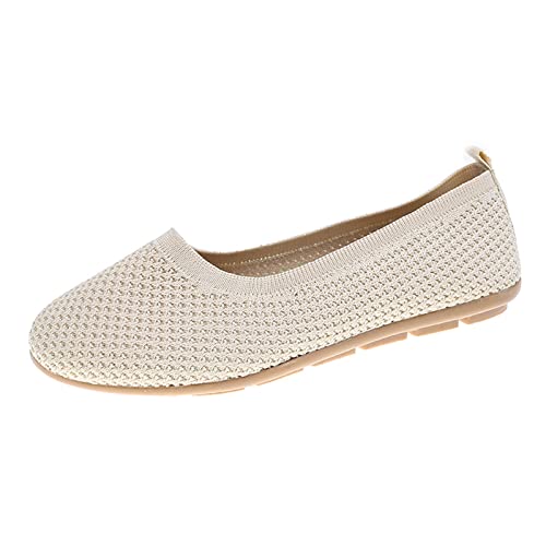 Ballerinas Damen Slip on Strick Schuhe Mittelalter Mokassins Sommerschuhe Gymnastikschuhe Sneaker Elegant Loafer Tanzschuhe Mesh Stoffschuhe Geschlossene Halbschuhe Damenschuhe Weite H Slipper Schwarz von Daikascbny