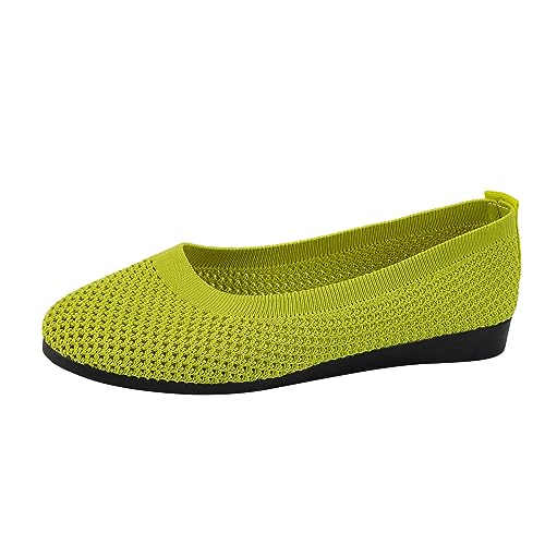 Ballerinas Damen Slip on Strick Schuhe Mittelalter Mokassins Sommerschuhe Gymnastikschuhe Sneaker Elegant Loafer Tanzschuhe Mesh Stoffschuhe Geschlossene Halbschuhe Damenschuhe Weite H Slipper Schwarz von Daikascbny
