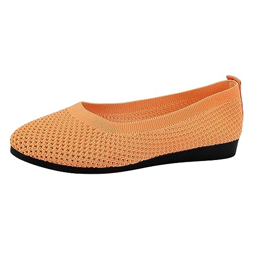 Ballerinas Damen Slip on Strick Schuhe Mittelalter Mokassins Sommerschuhe Gymnastikschuhe Sneaker Elegant Loafer Tanzschuhe Mesh Stoffschuhe Geschlossene Halbschuhe Damenschuhe Weite H Slipper Schwarz von Daikascbny