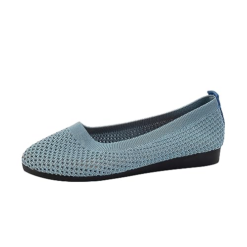 Ballerinas Damen Slip on Strick Schuhe Mittelalter Mokassins Sommerschuhe Gymnastikschuhe Sneaker Elegant Loafer Tanzschuhe Mesh Stoffschuhe Geschlossene Halbschuhe Damenschuhe Weite H Slipper Schwarz von Daikascbny
