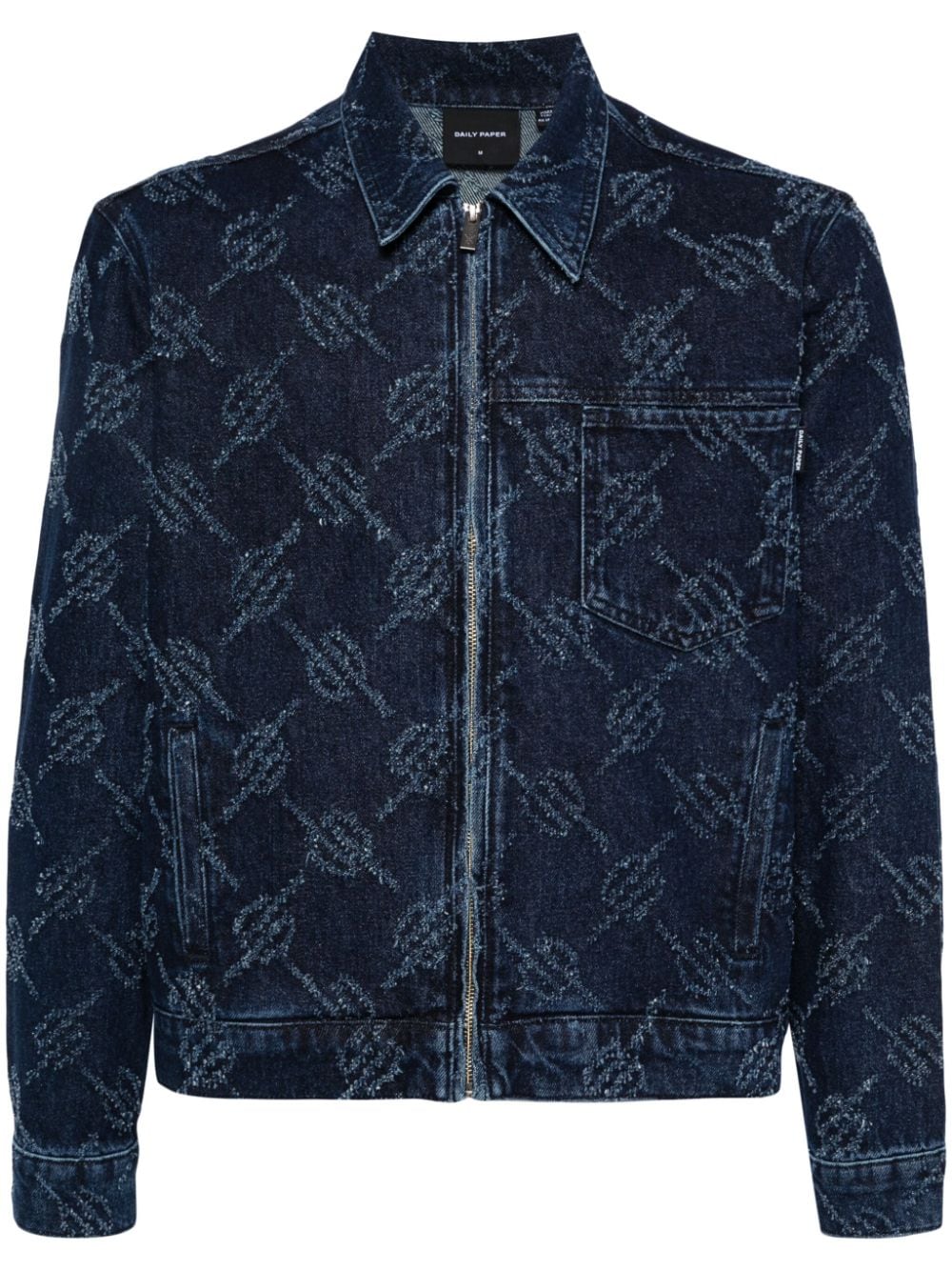 Daily Paper Jacob Distressed-Jacke mit Monogramm-Print - Blau von Daily Paper