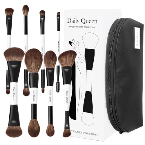 Daily Queen Tragbares Make-up-Pinsel-Set, 8 Stück, Dual Kabuki, Puder, Concealer, Lidschatten, Rouge, Eyeliner, Augenbrauen, Konturen, Augenblending Pinsel Daily Queen Tragbares Make-up-Pinsel-Set, 8 Stück, Dual Kabuki, Puder, Concealer, Lidschatten, Rouge, Eyeliner, Augenbrauen, Konturen, Augenblending Pinsel von Daily Queen